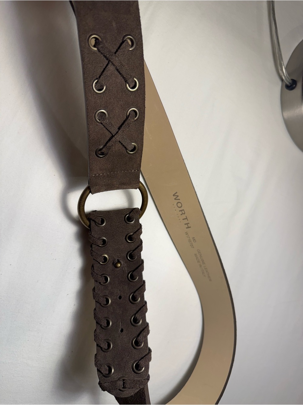 WORTH New York Brown SuedeLeather Belt- Made in Italy